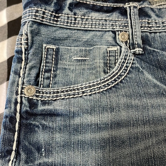 Buckle BKE TYSON Straight Leg Jeans Men's Size 33 x 33.5 Long Tall Thick Stitch - Picture 4 of 12